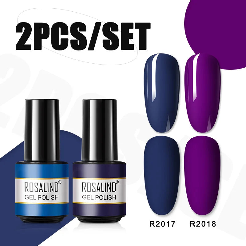 ROSALIND Nail Gel Manicure Set Hybrid Varnish Kit For Nails Art UV Lamp Semi Permanent Nail Gel Polish Set With Good Pack