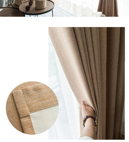 350cm Height Custom Made Thickened Solid Color Faux Linen Curtain 80%-90% Blackout Curtains For Bedroom Living Room Blackout