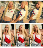 360 Full Lace Wig Human Hair Pre Plucked 613 Blonde Colored Lace Front Wigs Bone Straight Ponytail Human Hair Lace Frontal Wig