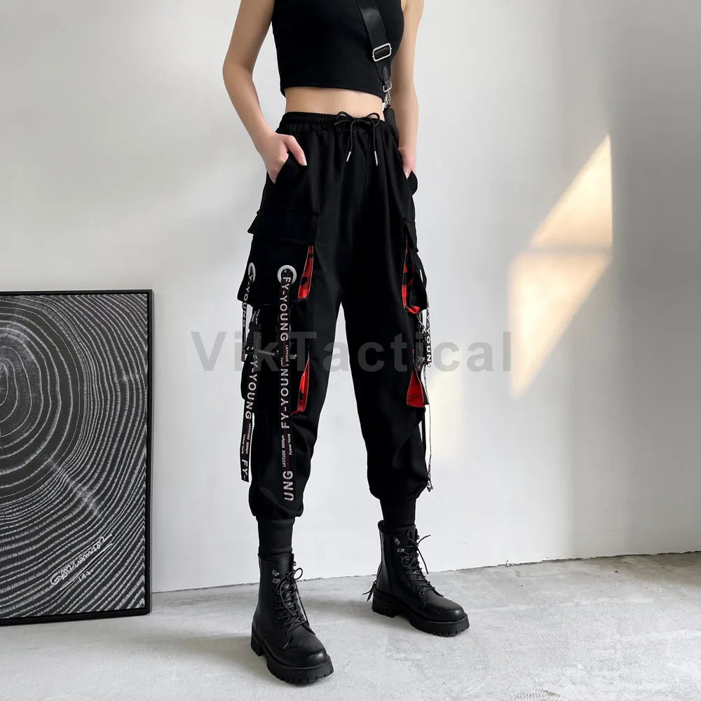Pantalones cargo para mujer 2023, pantalones harén de moda con bolsillos punk, pantalones deportivos con cadena, elásticos Harajuku, cintura alta, ropa de calle.