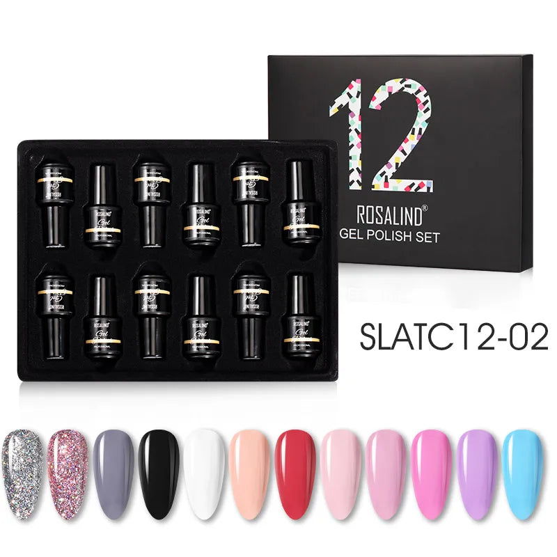 ROSALIND Nail Gel Manicure Set Hybrid Varnish Kit For Nails Art UV Lamp Semi Permanent Nail Gel Polish Set With Good Pack