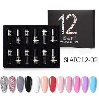 ROSALIND Nail Gel Manicure Set Hybrid Varnish Kit For Nails Art UV Lamp Semi Permanent Nail Gel Polish Set With Good Pack