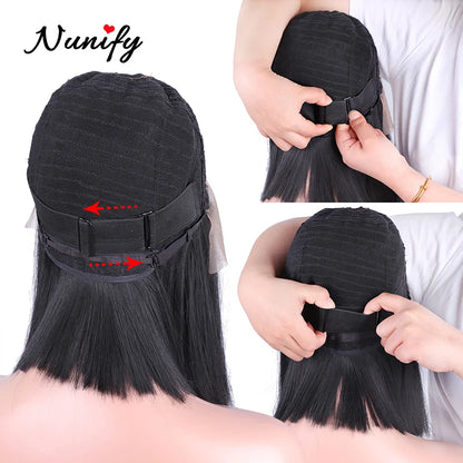 Nunify - Lote de 5 bandas elásticas ajustables para pelucas, accesorios para pelucas, banda de peluca de color negro para redecilla. 