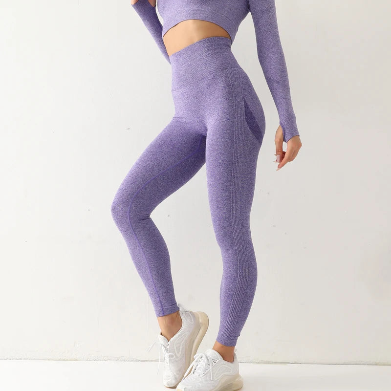 Leggings deportivos sin costuras para mujer, de cintura alta, elásticos, lisos, para yoga, gimnasio, trotar, de secado rápido, push up, ajustados, para mujer