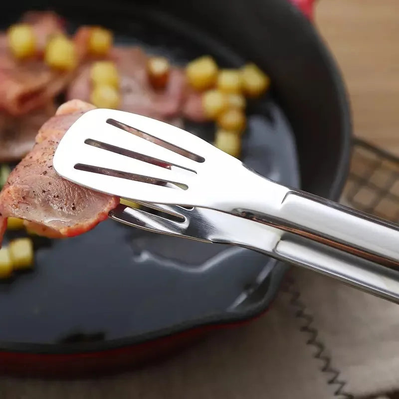Pinzas de acero inoxidable para alimentos, utensilios de cocina, herramienta de cocina para bufé, pinza anticalor para pan, pinza para repostería, para postres, ensaladas y barbacoas.