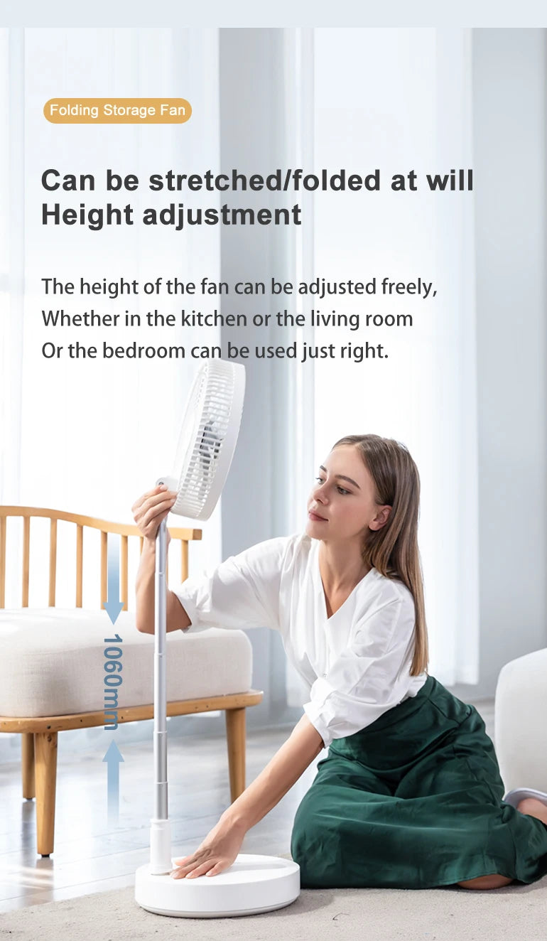 P30 Rechargeable Standing Fan 12 Inch 10800mAh Electric Folding Fan for Desktop Floor Wireless Portable Fans for Home Camping