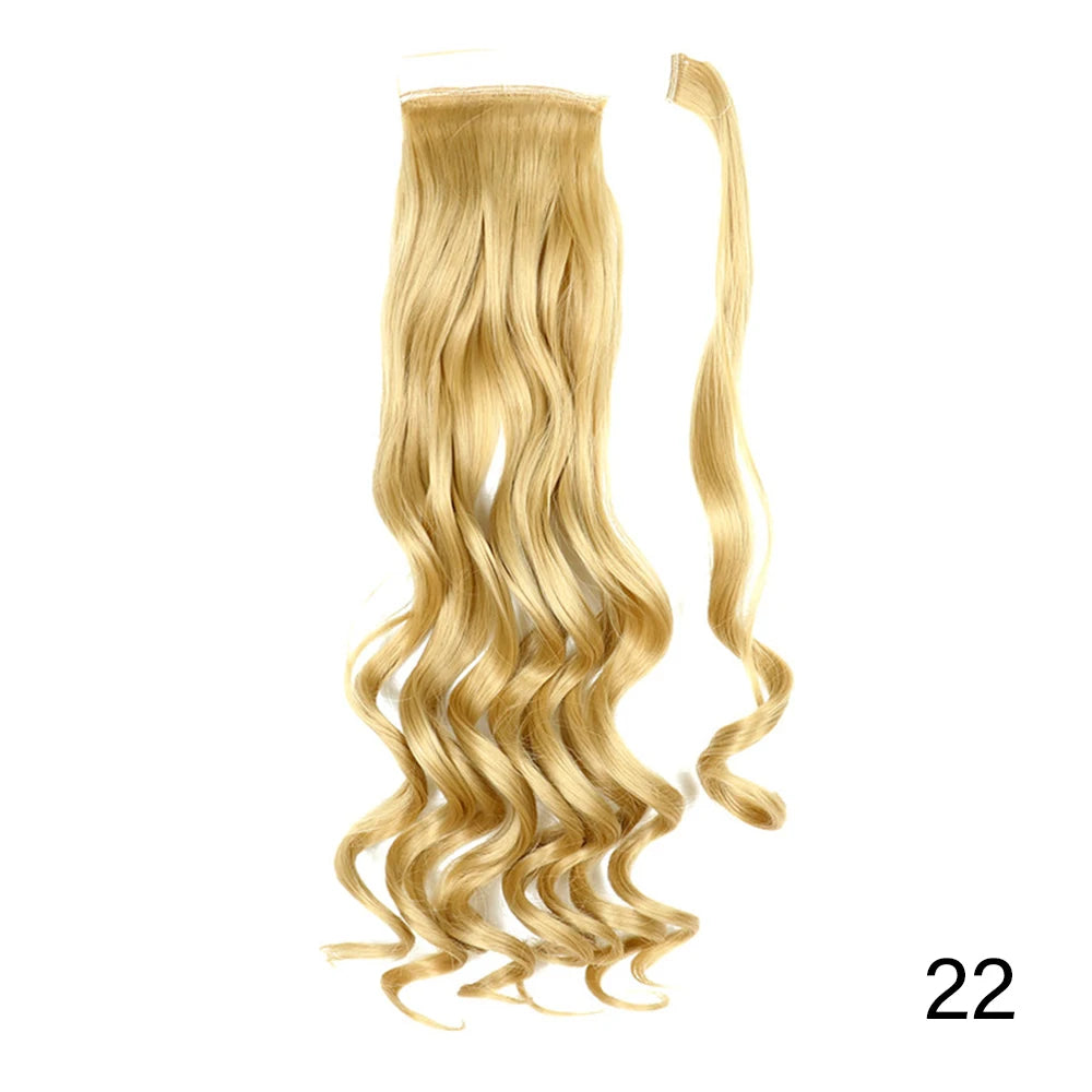 32inches Synthetic Ponytail Hair Extension Clip in Fake Wig Hairpiece Blonde Wrap Around Pigtail Long Smooth Overhead Pony Tail