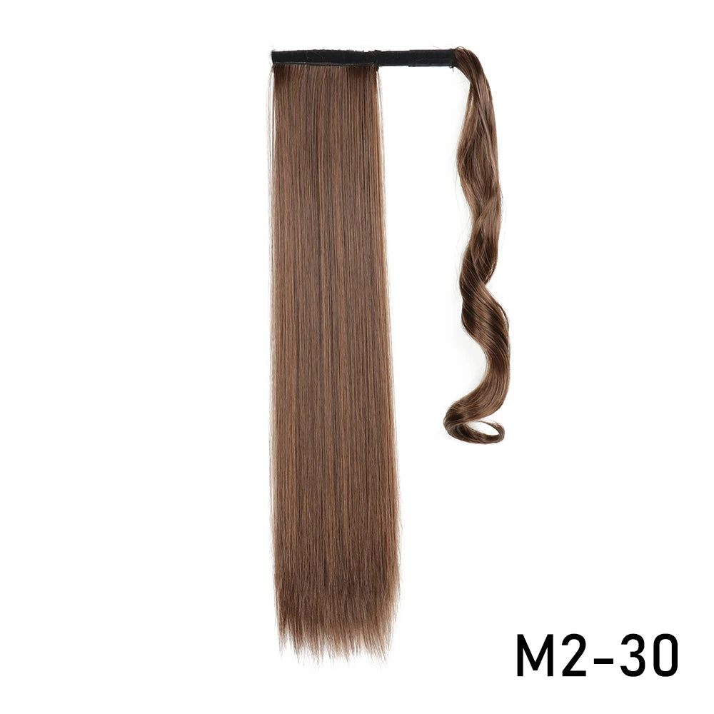 32inches Synthetic Ponytail Hair Extension Clip in Fake Wig Hairpiece Blonde Wrap Around Pigtail Long Smooth Overhead Pony Tail