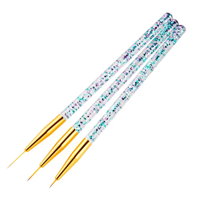 3Pcs Acrylic French Stripe Nail Art Liner Brush Set Ultra-thin Line Drawing Pen UV Gel Manicure Painting Brush