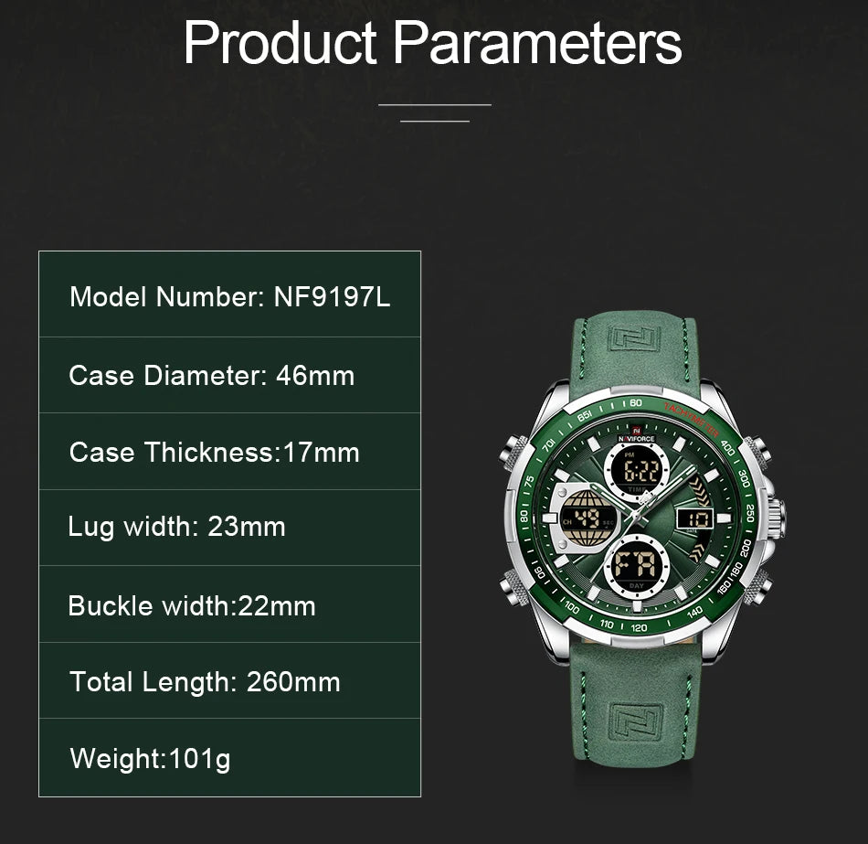 NAVIFORCE Fashion Military Watches for Men Luxury Original Sports Chronograph Watch Waterproof Quartz Clock Digital WristWatch