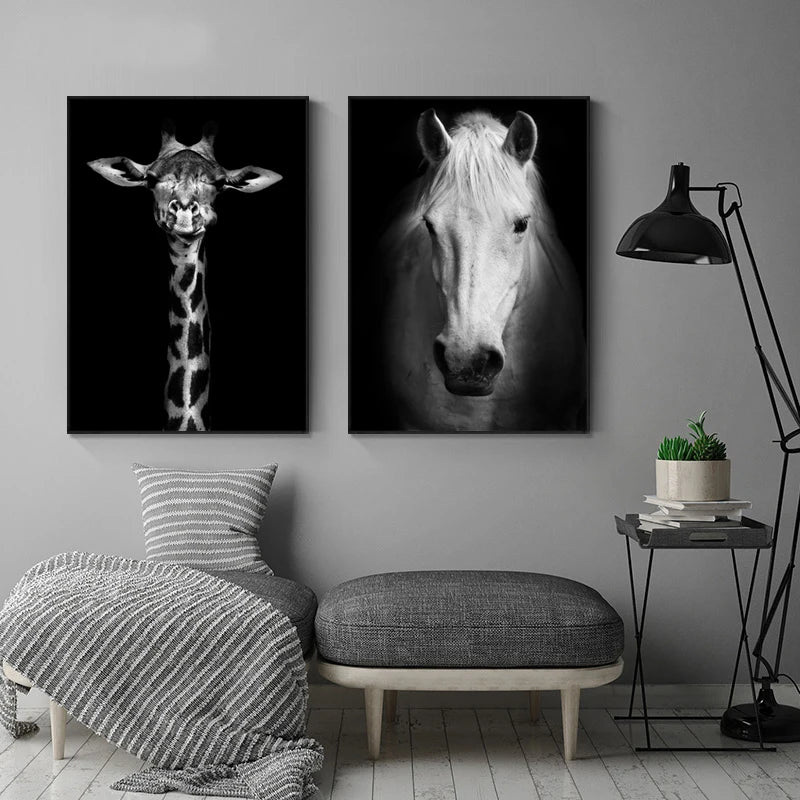 Canvas Painting Animal Wall Art Lion Elephant Hippo Zebra Poster And Modern Minimalist Photo Wall Living Room Bedroom Decoration