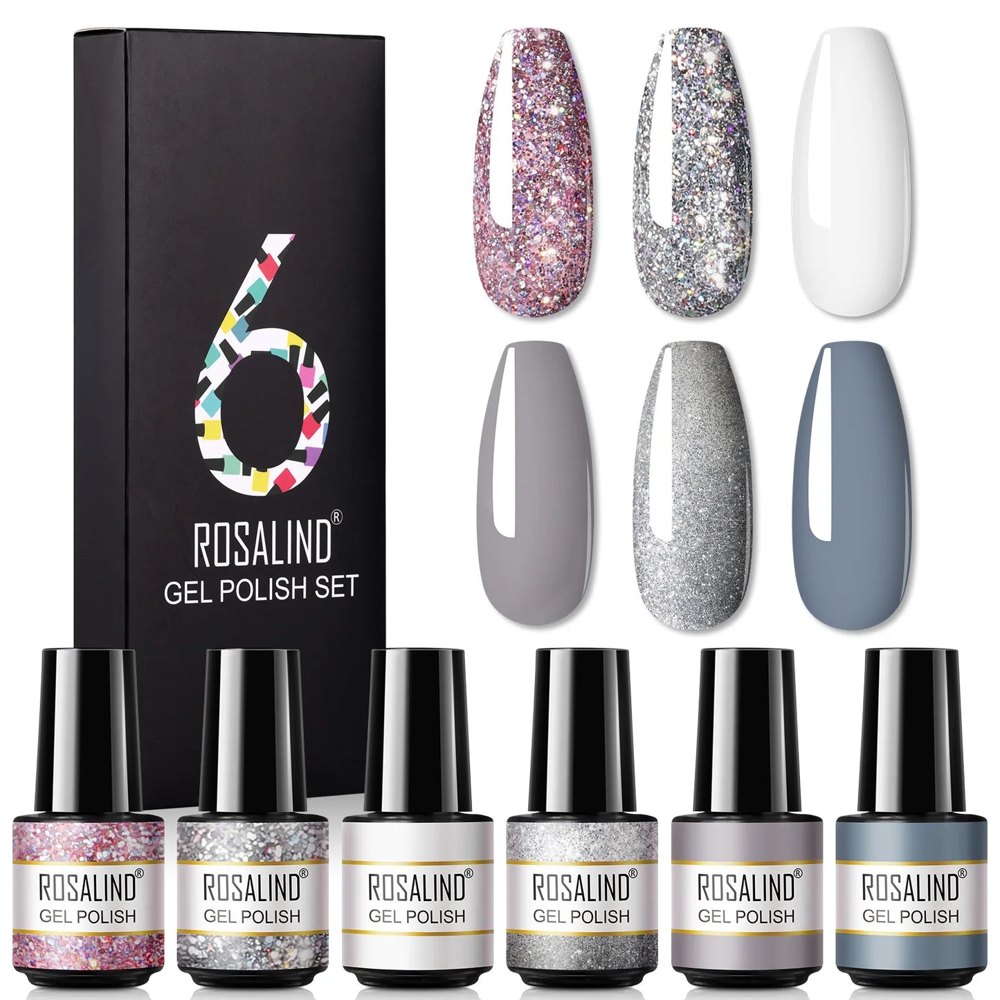 ROSALIND Nail Gel Manicure Set Hybrid Varnish Kit For Nails Art UV Lamp Semi Permanent Nail Gel Polish Set With Good Pack