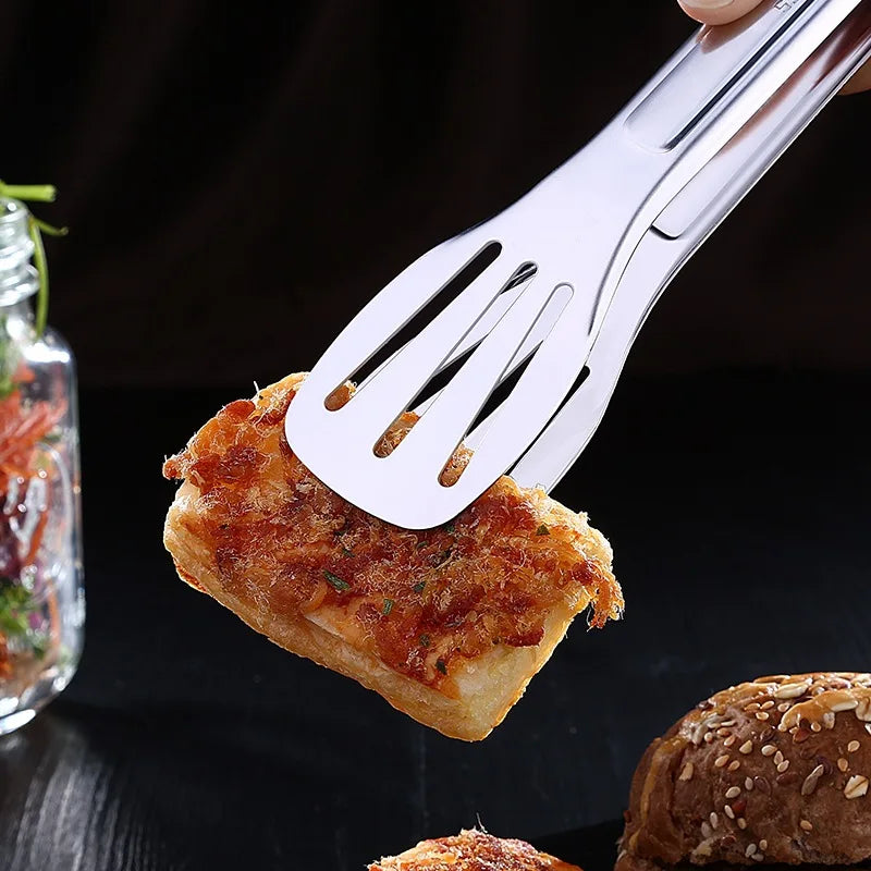 Pinzas de acero inoxidable para alimentos, utensilios de cocina, herramienta de cocina para bufé, pinza anticalor para pan, pinza para repostería, para postres, ensaladas y barbacoas.