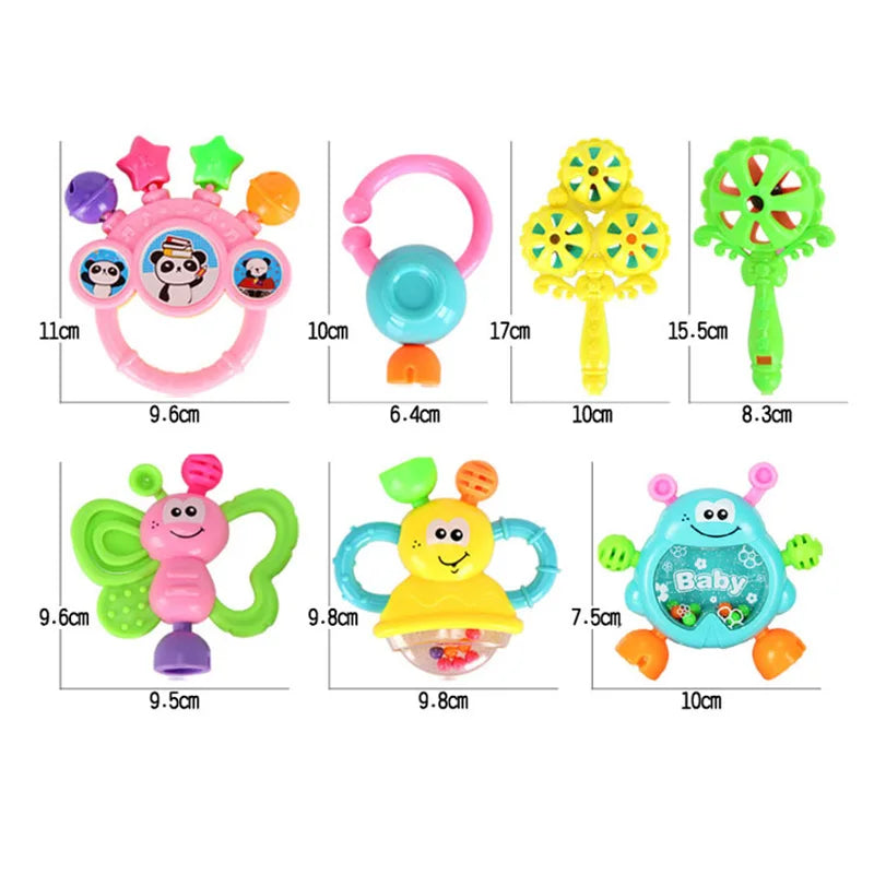 7/8pcs Baby Rattles Teethers For Newborn Toys Grab Shaker Hand Development Rattle Toy Early Education Kids Chew Toys 0-12 Months