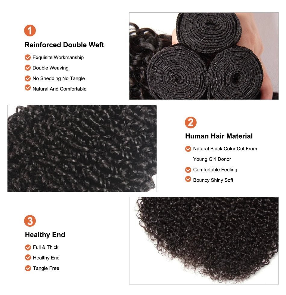 Kit mechas de cabelo humano cacheado natural - Cabelo virgem