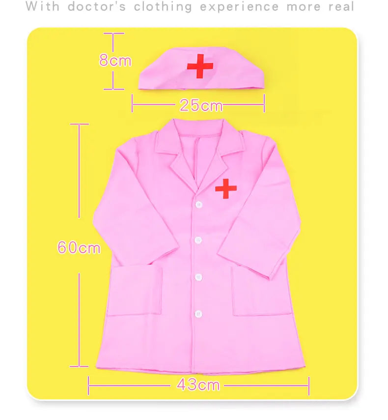 Uniforme de médico y enfermera de simulación para niños, abrigo cruzado, disfraz de Halloween, juego de juguetes para bebés, fiesta de cumpleaños elegante