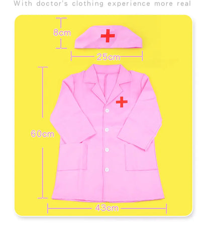 Uniforme de médico y enfermera de simulación para niños, abrigo cruzado, disfraz de Halloween, juego de juguetes para bebés, fiesta de cumpleaños elegante