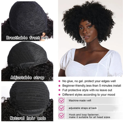 MsSunlight Afro Kinky Curly Wig Human Hair Short Wigs For Woman Human Hair 100% Natural 4B 4C Brazilian Hair Wigs Full Machine