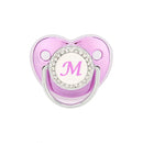 Chupete morado metalizado con tapa, chupete de silicona sin BPA, nombre con inicial, chupete mordedor, regalo para baby shower 