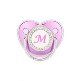 Metallic Purple Baby Pacifier with Cap, BPA Free Silicone Pacifier, Initial Letter Name, Dummy Teether, Baby Shower Gifts 