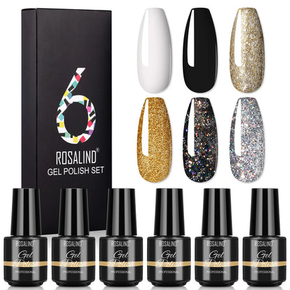 ROSALIND Nail Gel Manicure Set Hybrid Varnish Kit For Nails Art UV Lamp Semi Permanent Nail Gel Polish Set With Good Pack