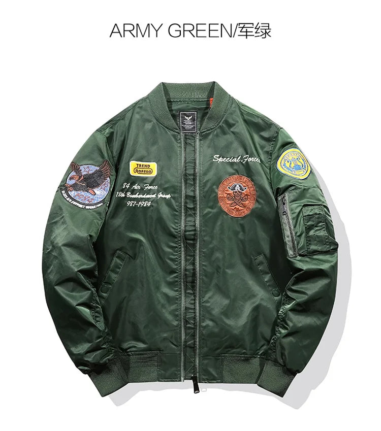 New MA1 men jacket Embroidered Outwear Pilot flight Slim fit patch jackets Autumn thin jacket And Winter warmcoat Motorcycle jac