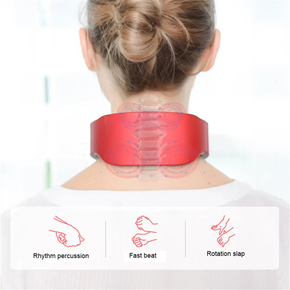 Masajeador eléctrico de pulso para cuello y hombros, 6 modos, 9 niveles de calor ajustable, para vértebras cervicales, relajación, alivio del dolor, máquina de amasado