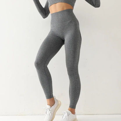 Leggings deportivos sin costuras para mujer, de cintura alta, elásticos, lisos, para yoga, gimnasio, trotar, de secado rápido, push up, ajustados, para mujer