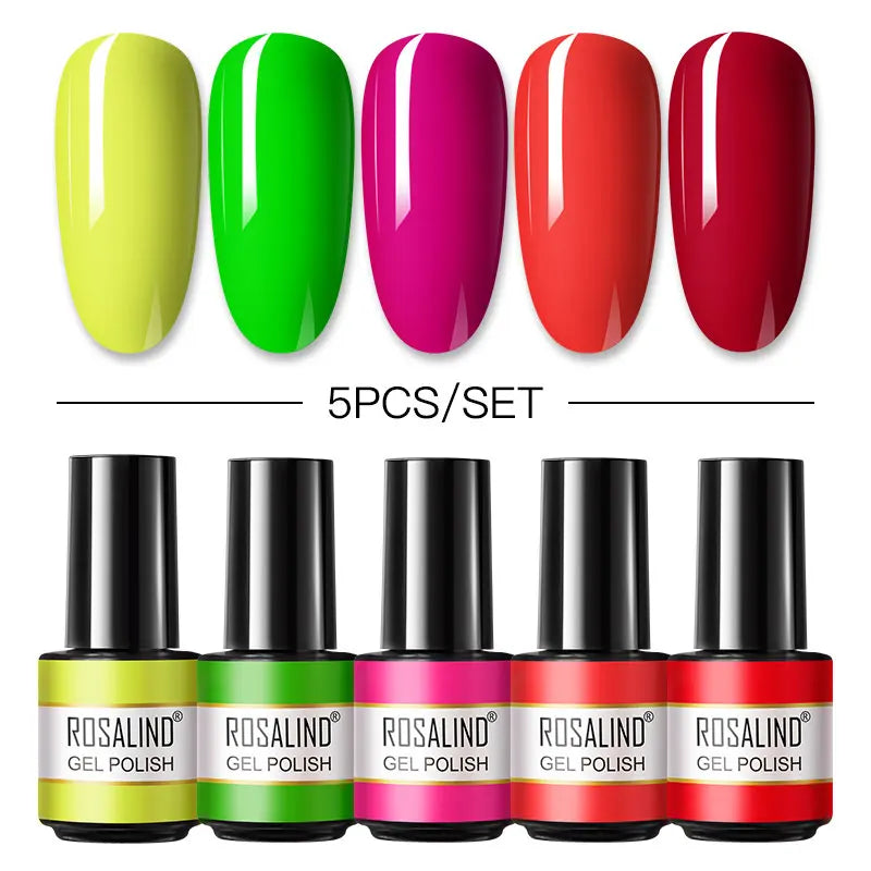 ROSALIND Nail Gel Manicure Set Hybrid Varnish Kit For Nails Art UV Lamp Semi Permanent Nail Gel Polish Set With Good Pack
