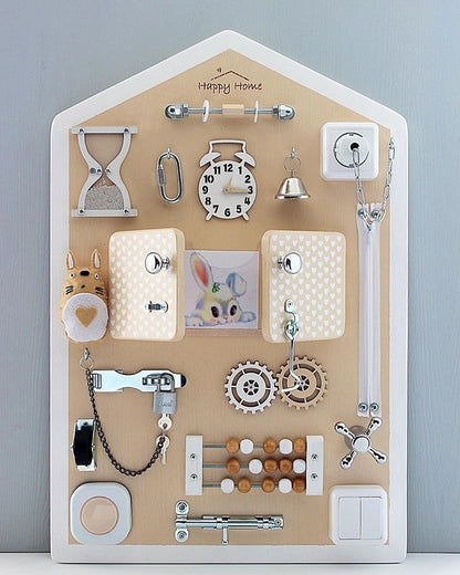 Busy Board DIY Montessori Toys Lock Mobile Children Wood Chips Skill Training Parent-Child Game Puzzle Intelligence Development