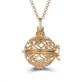 Mexico Music Ball Hollow Zircon Pendant Vintage Perfume Locket Necklace Aromatherapy Diffuser Sweater Chain For Women Jewelry