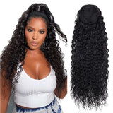Extensões de rabo de cavalo cacheado longo 80cm aplique sintético com cordão e clip water wave