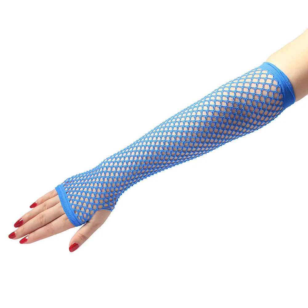 Long Fingerless Fishnet Lace Luvas para Senhoras, Alta Elasticidade, Neon, Sexy, Acessórios Do Carro, Decoração de Interiores, Auto Peças