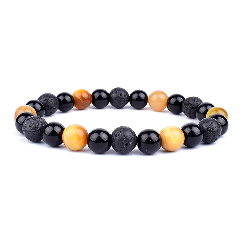 Pulseras de cuentas de obsidiana negra natural, hematita, ojo de tigre, para hombres, protección magnética de la salud, joyería para el alma de las mujeres, pulsera para hombre 