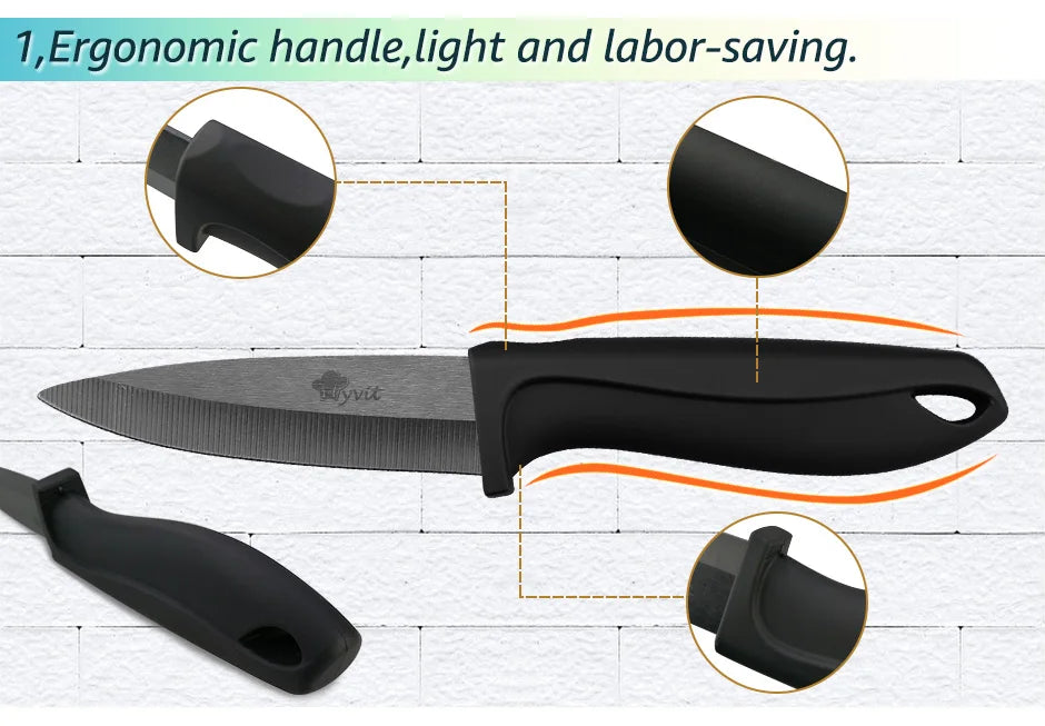 Ceramic Knife Set 3 4 5 6 inch Kitchen Knife + Peeler Holder Black White Blade Chef Knife Fruits Utility Cooking Knives Cutter