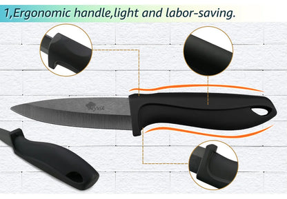 Ceramic Knife Set 3 4 5 6 inch Kitchen Knife + Peeler Holder Black White Blade Chef Knife Fruits Utility Cooking Knives Cutter