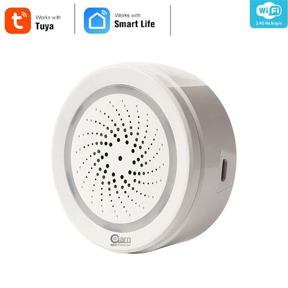 Alarma de sirena NEO Coolcam Smart Tuya Wifi con sensor de temperatura y humedad, compatible con Echo y Google Home Assistant