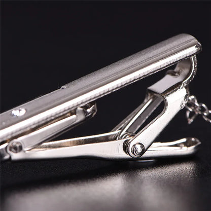 Clip de corbata de metal nuevo para hombre, broche de corbata de boda, broche de corbata de caballero, alfiler de corbata de cristal para accesorios de hombre, joyería.