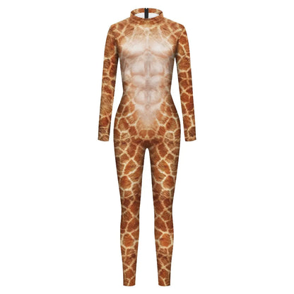 VIP FASHION 2025 Halloween Costumes for Men Animal Fox Cosplay Bodysuit Giraffe Leopard Zentai Jumpsuits Party Funny Male Outfit