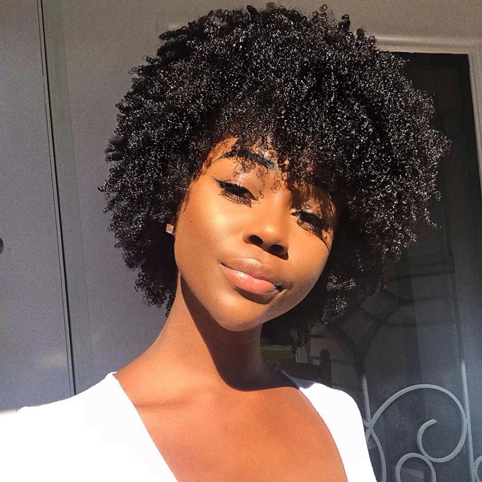 MsSunlight Afro Kinky Curly Wig Human Hair Short Wigs For Women Human Hair 100% Natural 4B 4C Brazilian Hair Wigs Full Machine
