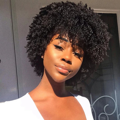 MsSunlight Afro Kinky Curly Wig Human Hair Short Wigs For Woman Human Hair 100% Natural 4B 4C Brazilian Hair Wigs Full Machine