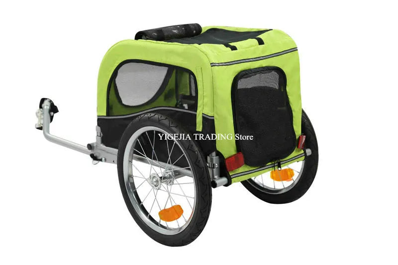 16Inch Air-Filled Wheel Pet Bicycle Trailer For Small Dog & Cat With a Hitch Linker, Metal Frame Carrier Suggest Load 20KG