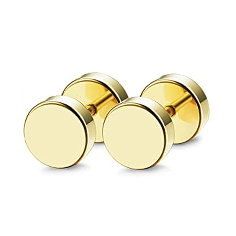 2 peças punk parafuso de aço inoxidável haltere gótico brincos para mulheres homens rua pop hip hop rock hipoalergênico brincos