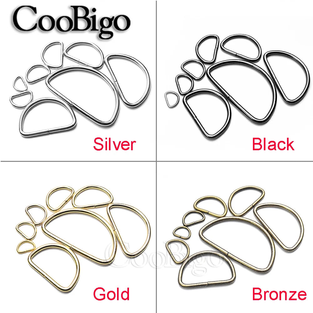 Metal D Ring D-rings Buckle for Belt Handbag Strap Bag Hardware Sewing Accessories 10mm 13mm 15mm 20mm 25mm 32mm 38mm 50mm