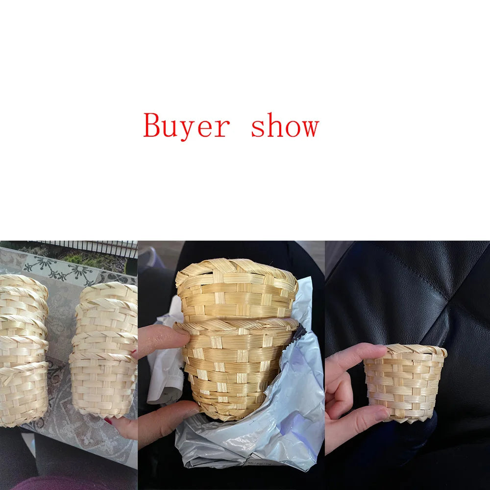 1PCs Small Basket Desktop Finishing Home Storage Bamboo Weaving Products Sundries Organizer Rattan Plant Box Wicker Basket