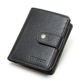 ONTACT'S Genuine Leather Short Wallets for Men RFID Vintage Coin Purse Card Holder Male Money Clip Women‘s Wallet Bag HandbagC