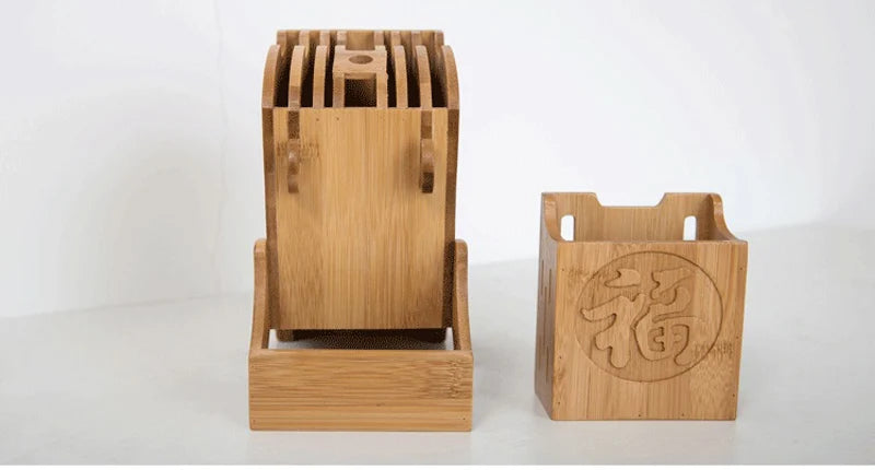 Wood Kitchen Knife Holder Bamboo Scissors Chopsticks Gadget Storage Shelf Rack Knife Block Stand Organizer Accessories