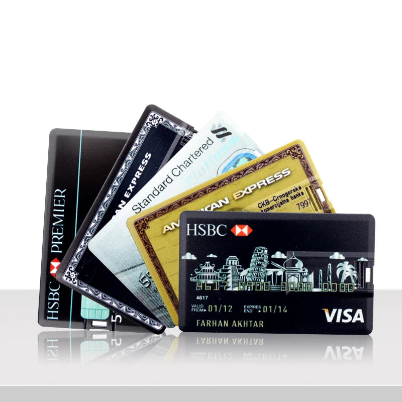 Memoria USB de alta velocidad con forma de tarjeta de crédito bancaria (4 GB, 8 GB, 16 GB, 32 GB, 64 GB)