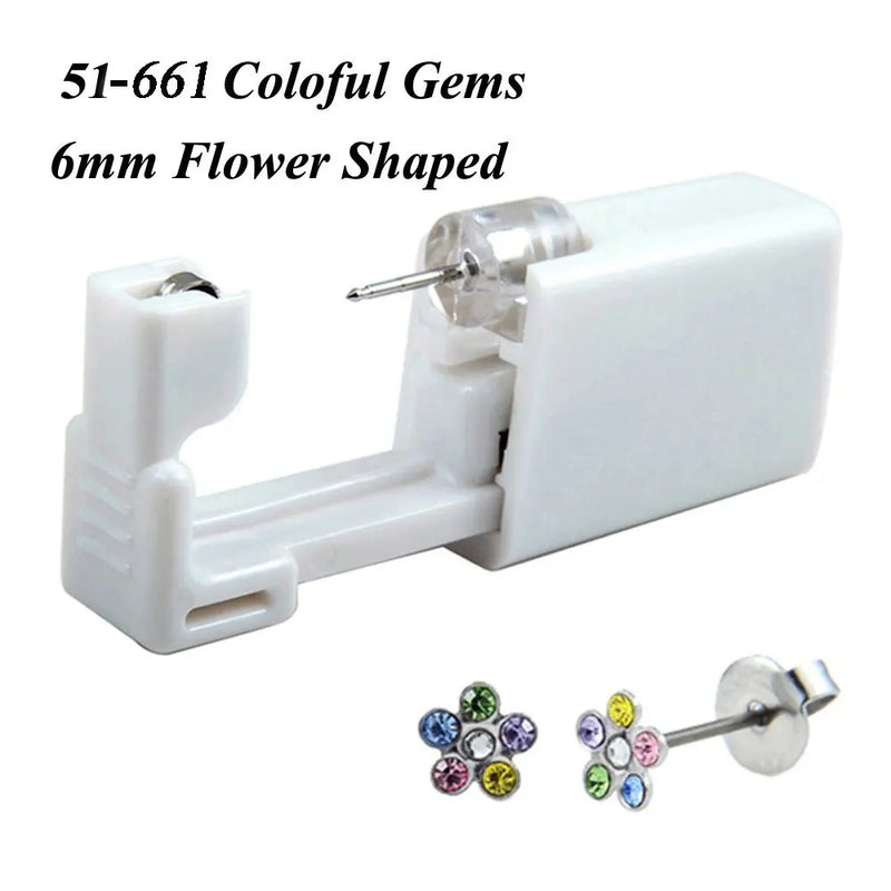 1 peça 316l aço cirúrgico descartável esterilizado unidades de piercing de orelha ferramentas de arma com brinco de cristal cz joias de piercing corporal