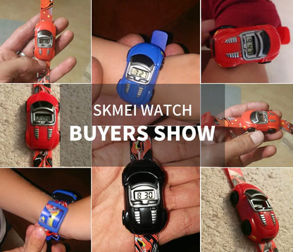 SKMEI Colorful Creative Cartoon Fun Car Mode Children Watches Date Time Clock Wristwatch For Boys Girls Birthday New Year Gift